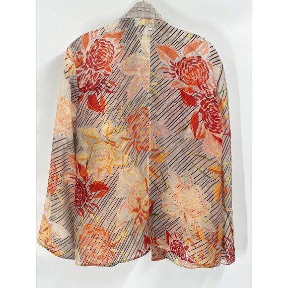 Chicos Colorful Open Cardigan Silk Tropical Sz 2 Sz Large - Picture 3 of 4